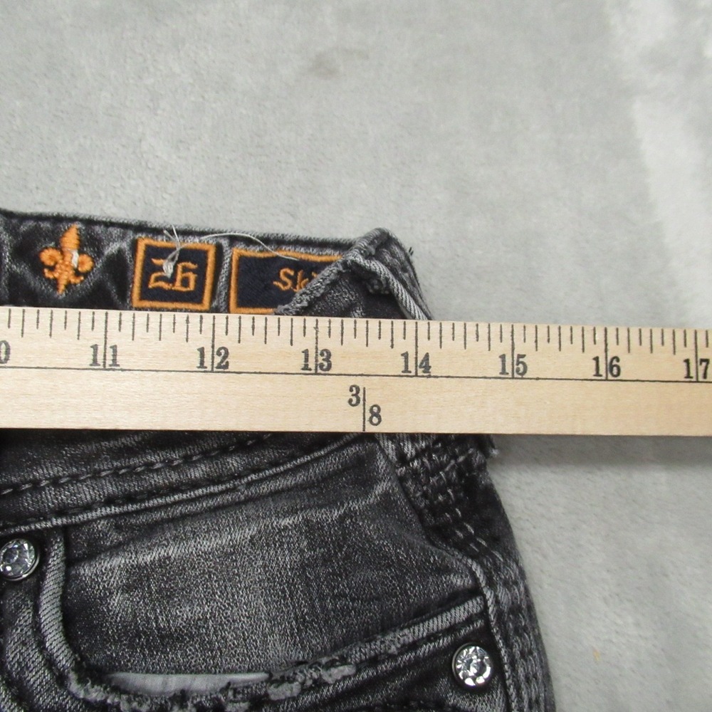 Rock Revival Jeans Womens 26x29 Black Celinda Distressed Skinny Whisker Fade - Picture 7 of 13